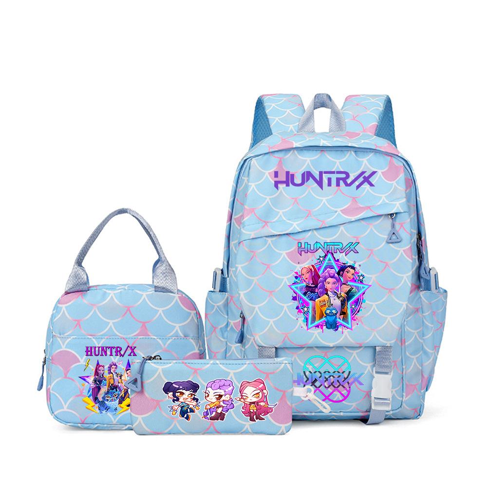 K-Pop Demon Hunter Girl Group Backpack Demon Boy Group Cartoon Anime Lunch Bag Pencil Case Three-Piece Set