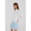 GOXO Lace Collar Zip Up White Sky Blue 