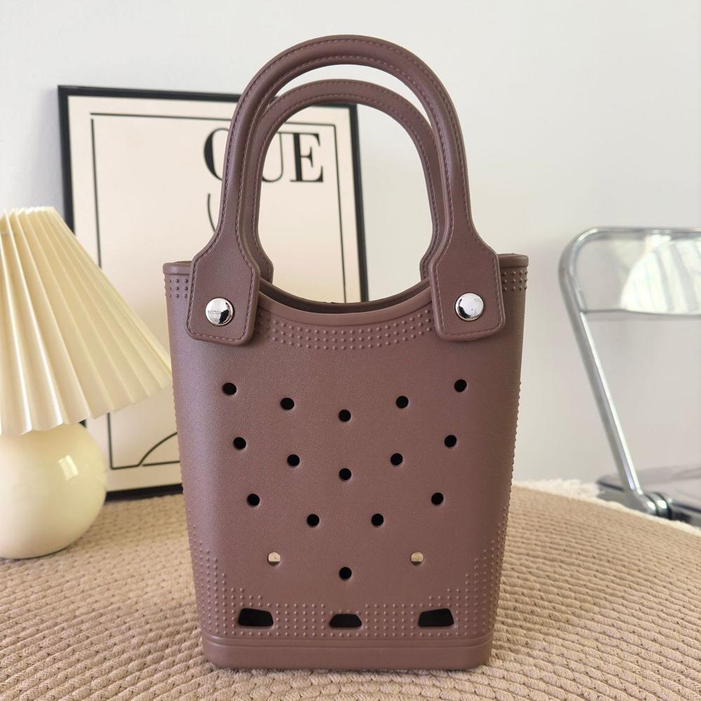 

Женская сумка-тоут однотонная, органайзер для мелочей, корзины для хранения, водонепроницаемая пляжная сумка, отпуск коричневый