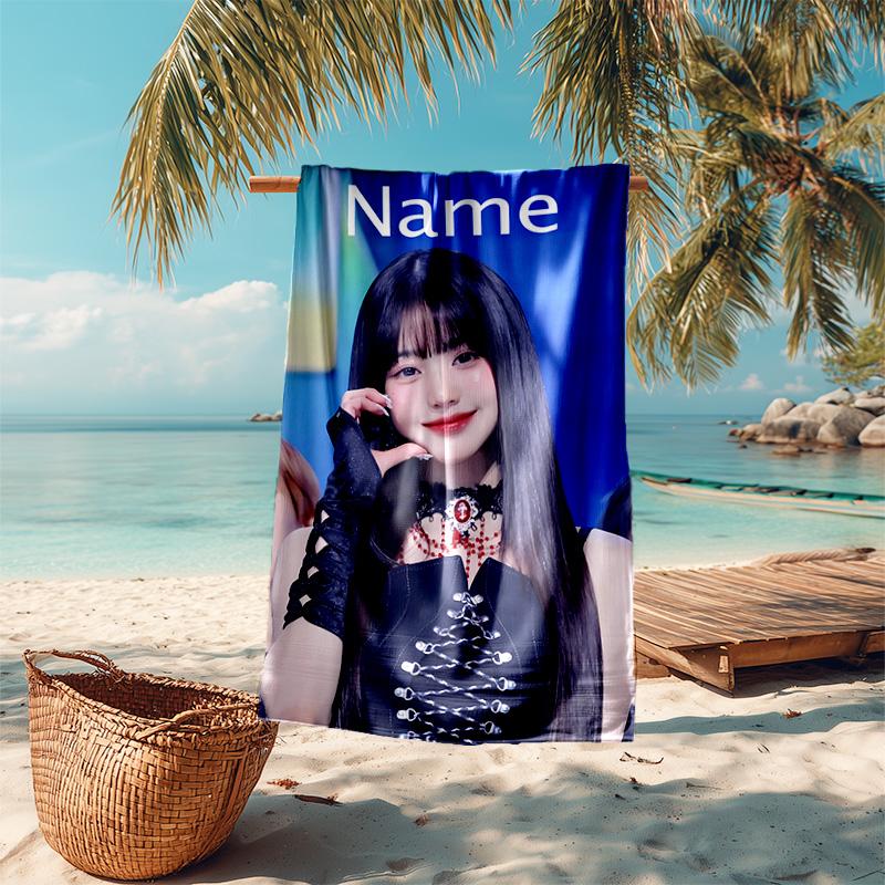 Personalized customized proof beach towel with Wonyoung pattern - soft, absorbent,quick-drying,perfect swimming,camping&bathing