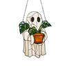 Halloween Reading Ghost Hanging Sign Wooden Bathing Cartoon Ghost Round Sign Indoor Outdoor Porch Door Hanger Wall Hanging Decoration
