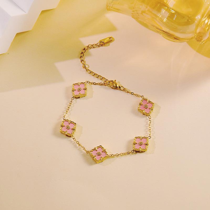 Браслет Buccellati «Счастливый клевер»: Золото 18 карат, Дизайн «Пять цветков», Двусторонний перламутр, Элегантные женские украшения Stainless Steel