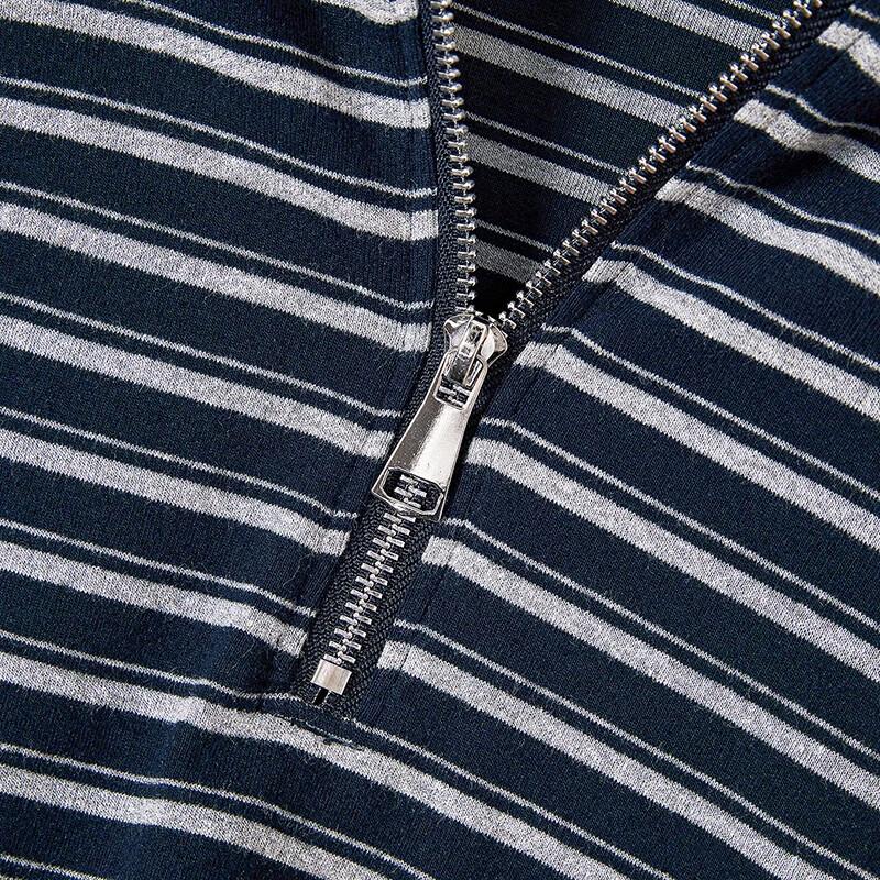 Women's Striped Half-Zip Hooded Pullover Sweatshirt