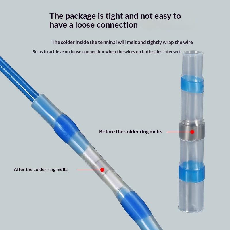 50/70/100 st Elektrisk Koppartejp Lödstrumpa Vattentät Lödningstätning Tennring Värmekrympande Stumtrådskontakt Terminal