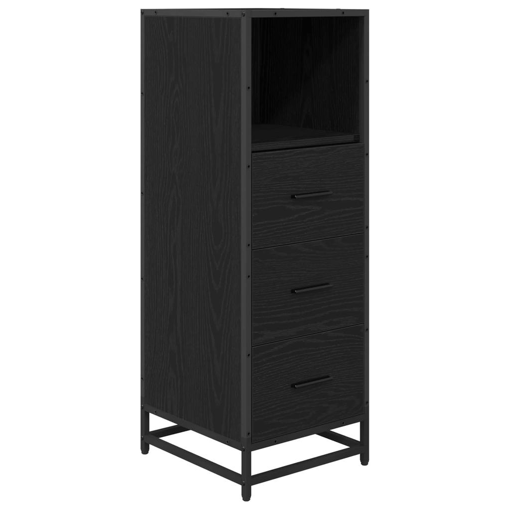 Bathroom Furniture Set 3 Pcs Black Oak Effect Wood Based Material