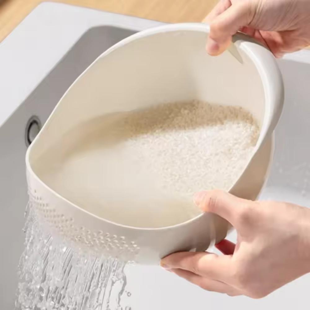 Rice Sieve Plastic Colander Kitchen Drain Basket Rice Bowl Fruit Vegetable Washing Strainer Basket Sink Drain Kitchen Tools