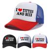 Stampa Lettere I Love Titties And Beer Cappelli Regolabile Traspirante Rete Cappellino da Baseball Hip-hop Rete Cappello da Camionista