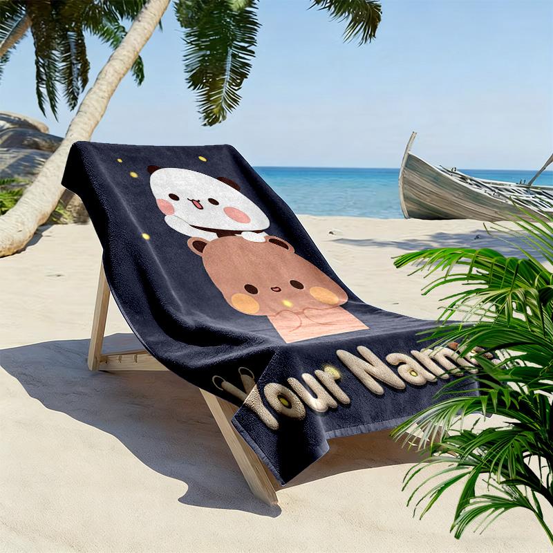 Custom Name Peach Goma Print Beach Towel, Large Soft Quick Dry Towel for Beach Camping Swimming -HE86