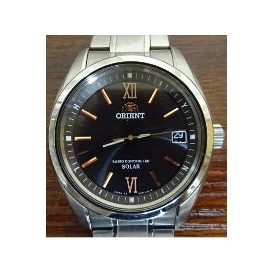 Used ORIENT Solar radio se00-c2-b stainless steel belt genuine bracelet and bezel, glass Good condition