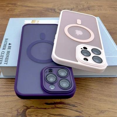 Magnetic Matte Case For iPhone 15 14 13 12 11 Pro Max iPhone15 15Pro 14Pro For Magsafe Mag Safe Wireless Charge With Lens Covers