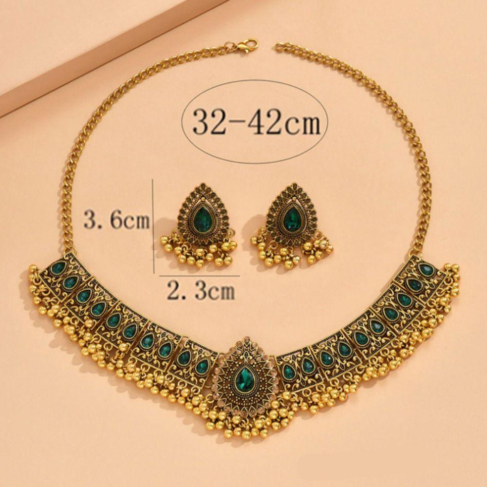 Tassel Rhinestone Jewelry Set Crystal Rhinestone Necklace Set Bridal Necklace Earrings Set  Women