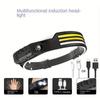 LED-Sensor-Stirnlampe, wiederaufladbare USB-LED-Stirnlampe, eingebaute Batterie, Taschenlampe für den Außenbereich, Camping, Angeln, Scheinwerfer, Laterne