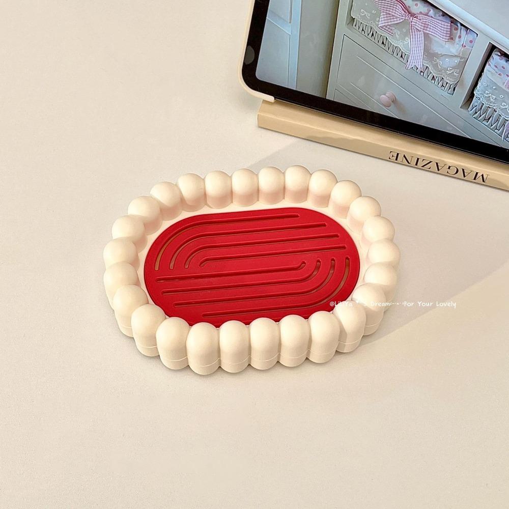 

Portable Soap Box with Drain Hole Soap Storage Tray Cute Soap Dish for Home Bathroom червоний