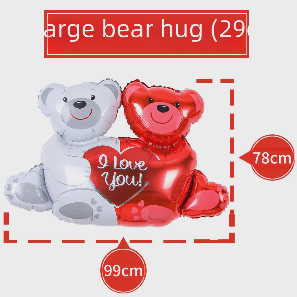 Double Bear Hug Heart Foil Balloon Decoration with Mini Balloons for Weddings
