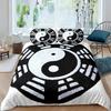 Yin Yang Bettbezug-Set Tiger und Drache Bettdeckenbezug-Set Traditionelles Bagua-Muster Yin Yang Thema Bettwäsche mit Kissenbezug