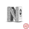 925 Sterling copper Clear Zircon Sparkling 26 A-Z Letters Alphabet DIY Name Beads Fit Original Pantaro Charms Bracelet Zircon