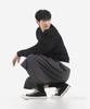 Beokeuldaun Comfort One-Pleat Long Wide Bermuda Sweatpants (Charcoal)