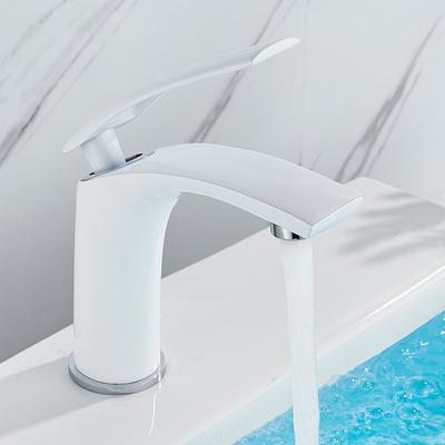 Quyanre White Black Brass Basin Faucet Solid Cold & Hot Water Bathroom Faucet Single Handle Water Sink Tap Waterfall Basin Tap