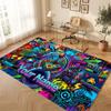 City Cyberpunk Theme Crystal Velvet Floor Rug Personalized Custom Name Text Warm Carpet Home Decoration