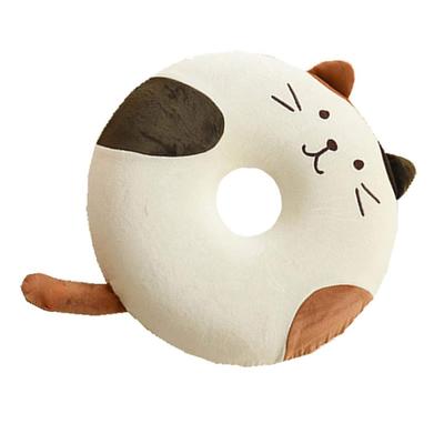 Cushion Zabuton Round Cushion Donut Shape Waist Rest Cat Cat Cute Face Shape with Ears and Seat Chair for Back Donut Body Pillow Tail! Cushion, Pad,