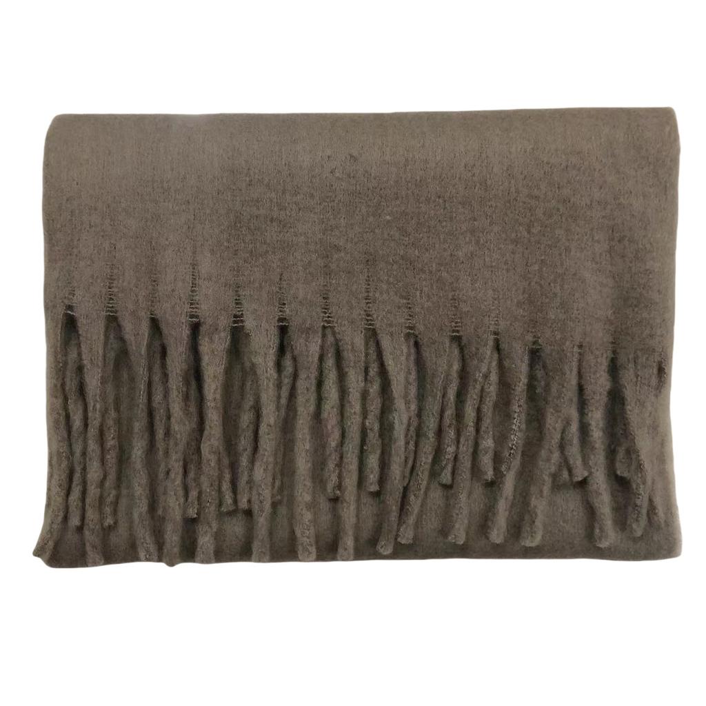 Solid Color Mohair Loop Yarn Scarf Women's Autumn and Winter New High-end Versatile Warm Scarf Shawl Dual-purpose
