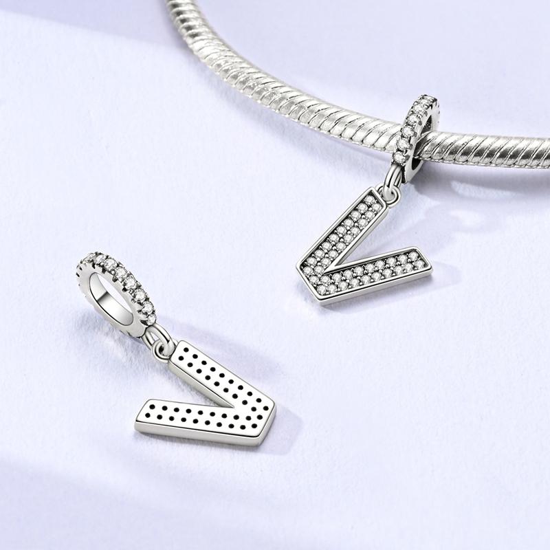 Originale DIY A-Z Alphabet Anhänger Perle Kupfer Eingelegter Zirkon Liebesbriefe Dangle Schmuck Geschenk Passend für Armreif