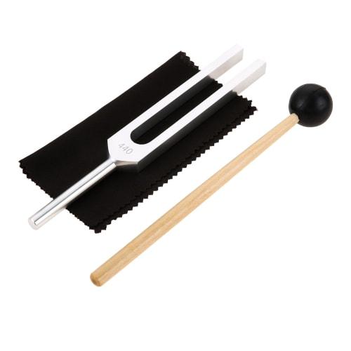 Dreld A=440Hz Tuning Fork Guitar Tuner with Resonator Box, Wooden Box, Mallet, and Accessories, Rubber Mallet Set, Standard Tone, Musical Instrument,