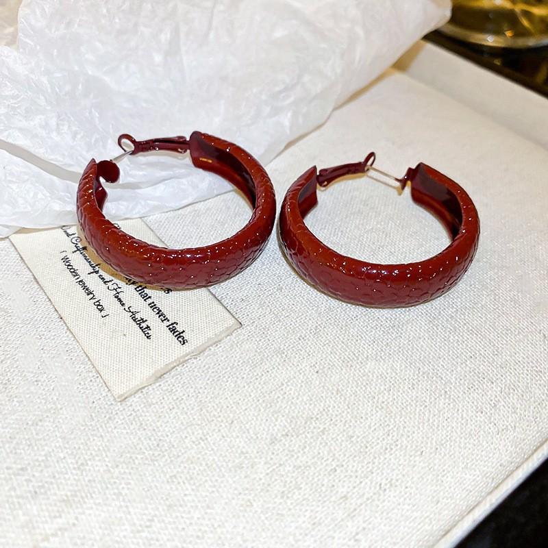 Silver Needle Plain Ring Ankola Red Oil Drop Earrings Exaggerated Design Earrings Korean Simple Temperament Earrings Women