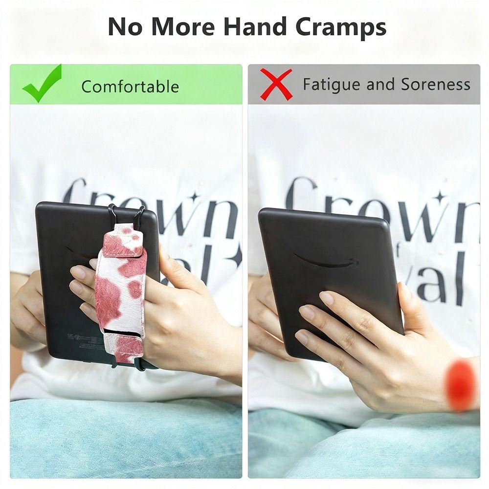 6-8 Zoll Tablet Handriemen Elastischer PU-Leder Fingergriff Halter Rutschfester Sicherheitsfixiergurt für Kindle/Kobo/Voyaga/Lenovo/Sony