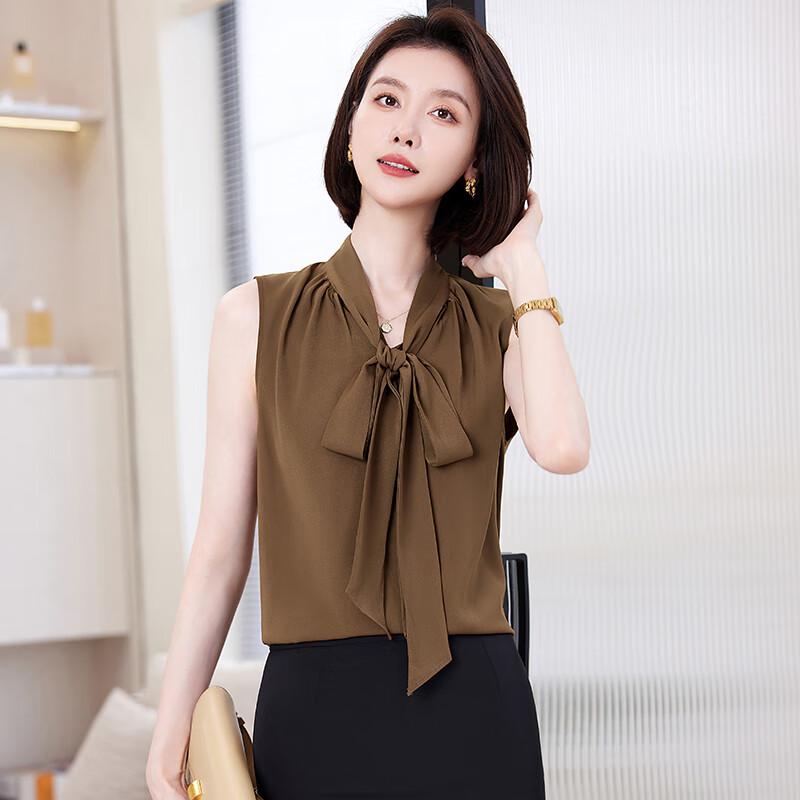 Women's Elegant V-neck Sleeveless Chiffon Blouse
