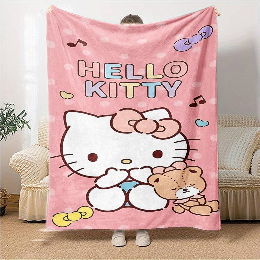 1 Stück Hello Kitty Decke Leichte Flanell-Kuscheldecke für Sofa Bett Reise Camping Wohnzimmer Büro Couch Sessel