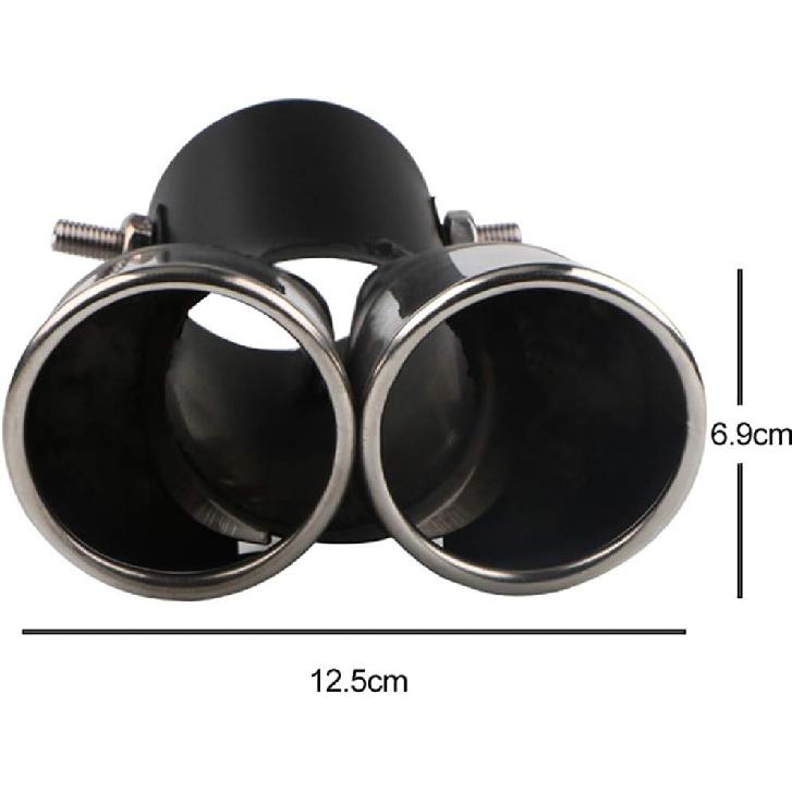 Car Stainless Steel Dual Exhaust Pipe Tail Muffler Tip Pipe Diameter 1.5" to 2" Curved Type TailPipe Muffler Modification