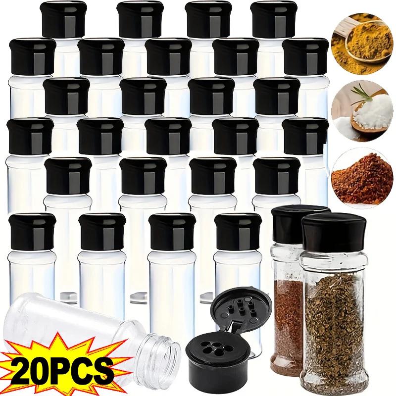 Portable Spice Jar with Shaker Lid Clear Plastic Seasoning Bottle Set BBQ Camping Salt Pepper Shaker Kitchen Gadget Food Trucks