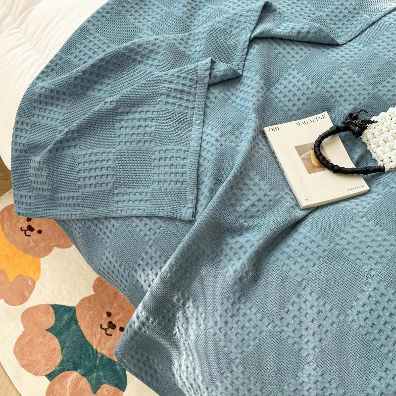 100%Cotton Blankets Waffle Throw Blanket Solid Soft And Breathable Blanket For Twin/Queen/King Bed Decorative Plaid Sofa
