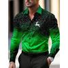 Camicie da Uomo a Tema Natalizio con Stampa Alberi di Natale Grafiche Degradé Fiocchi di Neve Camicie a Manica Lunga Button-Up Top alla Moda
