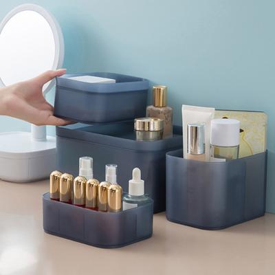 Plastic Frosted Compartment Storage Box with Lid Office Container Organizer