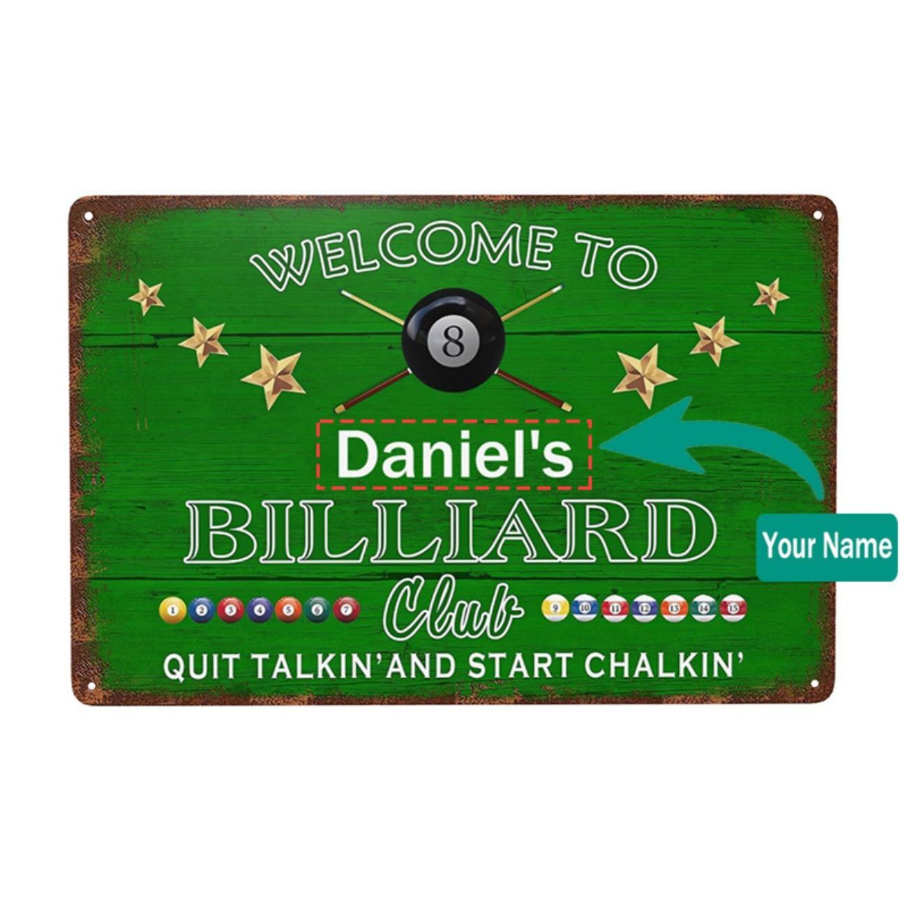 1pc Custom Billiard Club Metal Sign, Personalized Aluminum Wall Decor for Pool Room белый