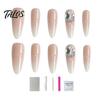 Unhas Postiças Gradiente Nude 10 Peças Press on Nails, Kit Completo Rosa Falso, Reutilizável Glitter Luxo Pedraria Cola para Nail Art com Pedrarias, Cobertura