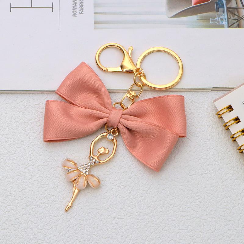 Big Bowtie Pendant Keychain Glittering Crystal Ballet Dancer Keyring Bag Hanging Decor Bridesmaid Gift for Wedding Guests