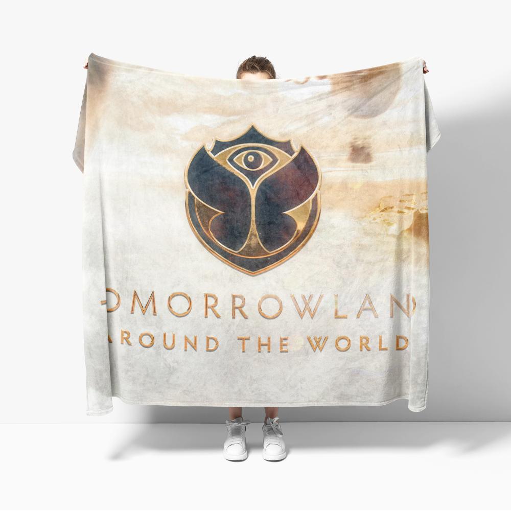 Koc Flanelowy Tomorrowland na Sofę Rockowy Popularny Festiwal Muzyczny Kocyki na Łóżko
