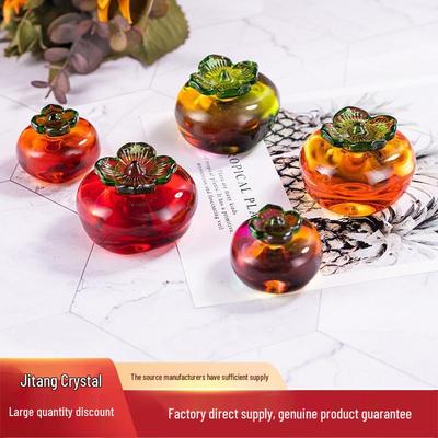 Support de présentoir à fruits en cristal avec ornements de kaki et de citrouille: Décorations d'intérieur simples d'inspiration chinoise