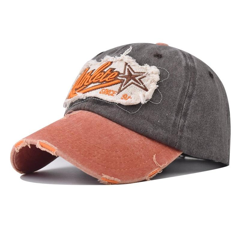 Five-pointed Star Embroidered Letters Baseball Hats New Unisex Sunshade Broken Versatile PATCH Fashion Color Block Peaked Caps B