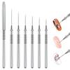 6 Size Nail Art Liner Brushes Set (5/7/9/11/20/25mm) - Painting Dotting Drawing Tool for Thin Details & Lines