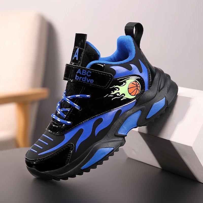Children Shoes Boy Sneaker Leather Kids Casual Sports Tennis Sneaker Original Basketball Non-slip Boy Shoes 4 To 12 Years