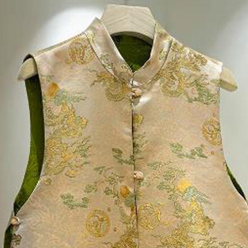 Jacquard Vest Disc Buckle Vest Women's Vest Retro Vest