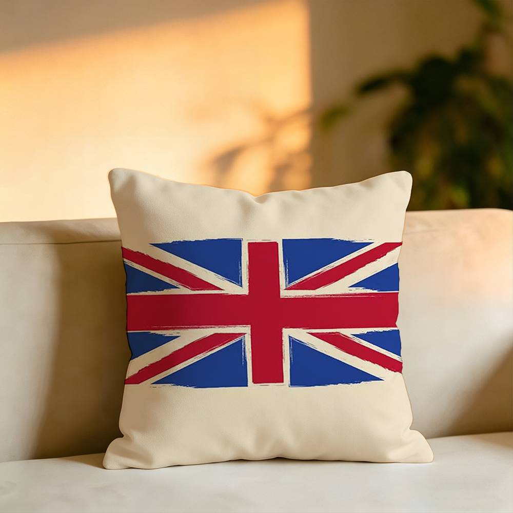 Britische Künstlerische Flagge Quadrat Doppelseitig bedruckte Kissenhülle Schlafzimmer Nachttischkissen Sofakissenbezug