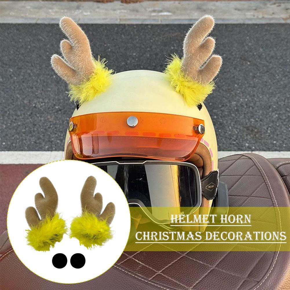 2pcs Christmas Antler Motorcycle Helmet Antlered Reindeer Christmas Decoration Electric Scooter Helmet Ski Helmet Earring 2026