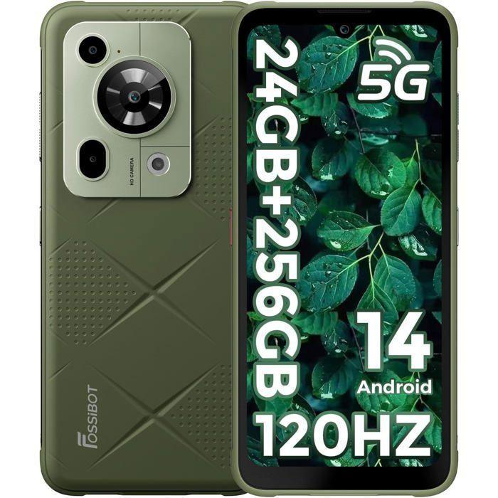 Téléphone Portable Incassable 5G FOSSiBOT F112 Pro 24Go+256Go 6.88” Smartphone Robuste Android 14 7150mAh 50MP Dual SIM/NFC Vert