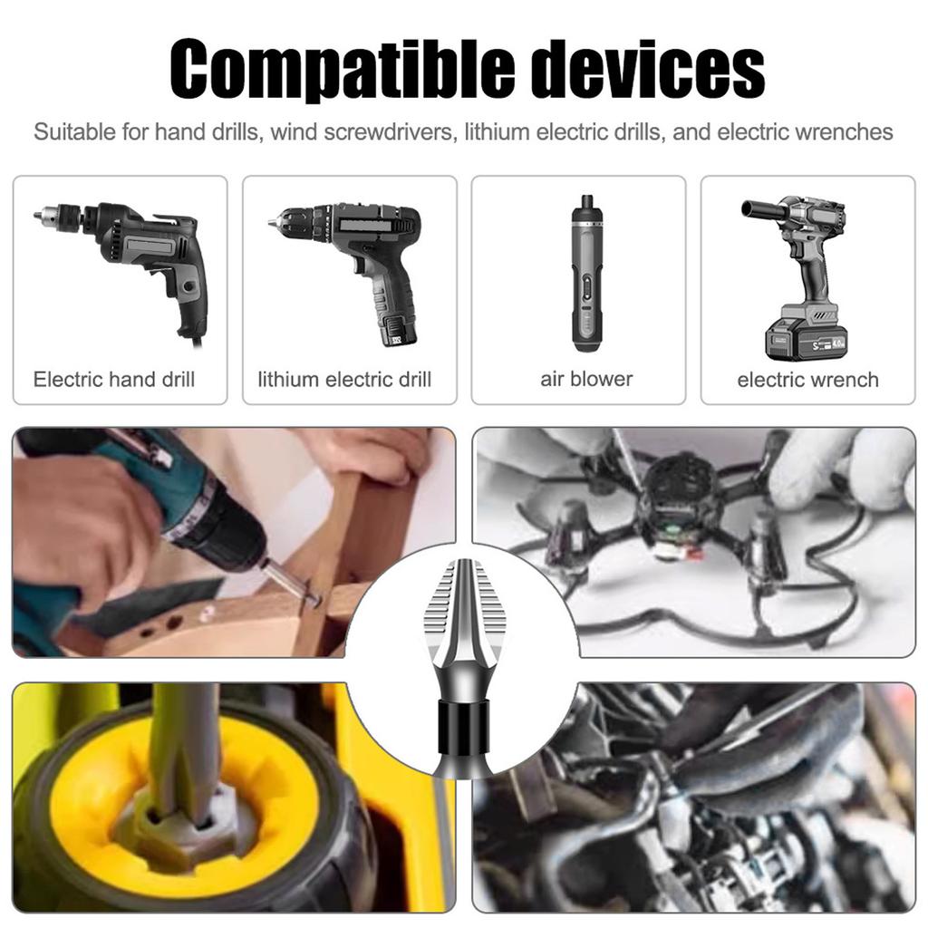 Pachet de 6 biți de șurubelniță cu cap în cruce antiderapant, set de biți de impact magnetic din oțel aliat, pentru uz casnic și profesional