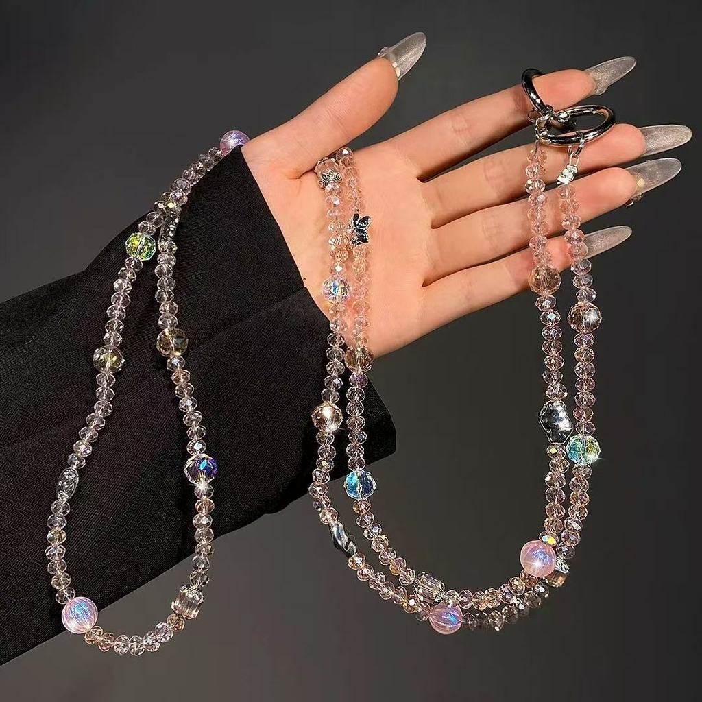 Elegant Crystal Star Phone Strap With Pvc Chain For Women And Men